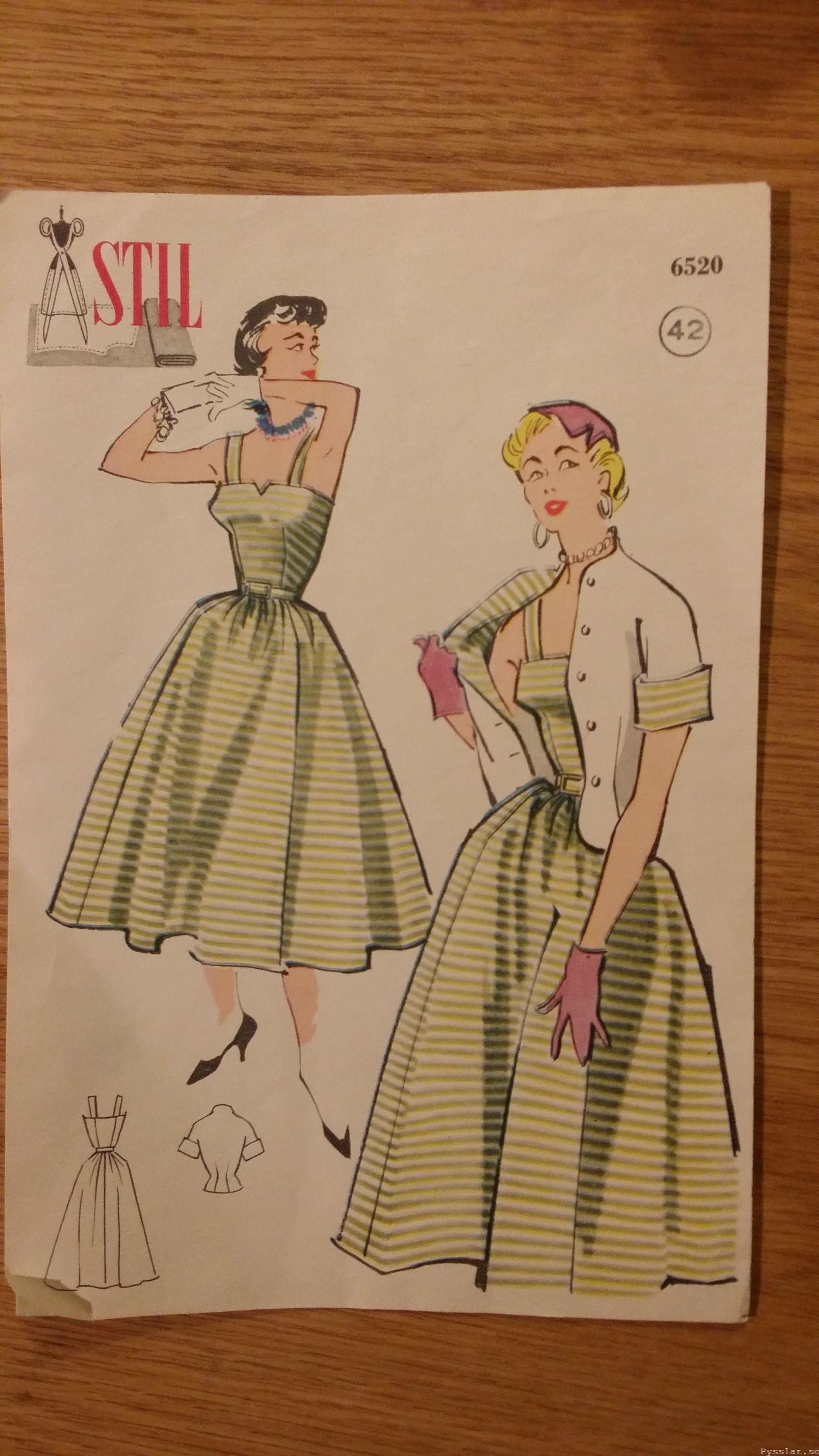 Retro 50-tals mönster grön klänning pysslan blogg